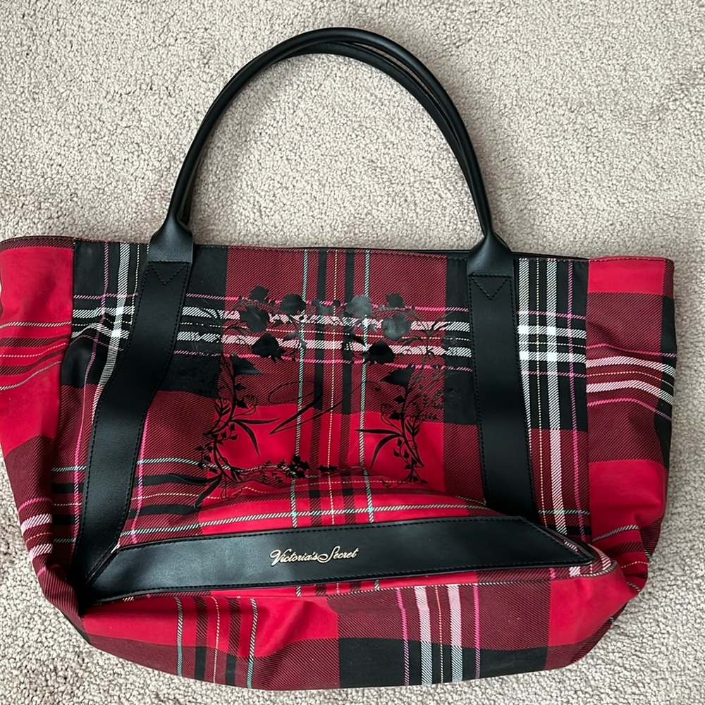 Victorias  Secret plaid bag. 20 inches across